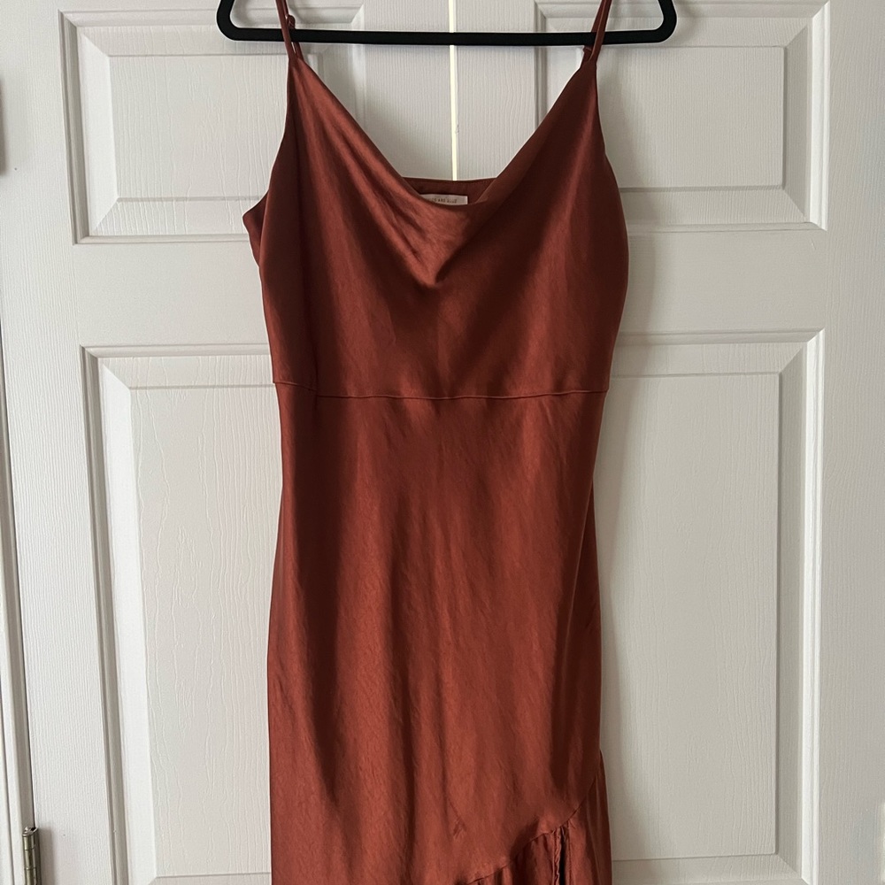 Burnt Orange Silky Maxi Dress